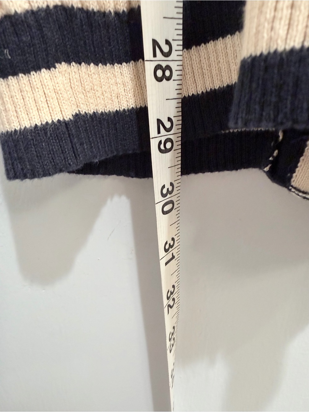 Cabi Varsity Cardigan 5458 Navy Striped Ribbed Cotton Sweater Gold Button XS - Picture 11 of 12